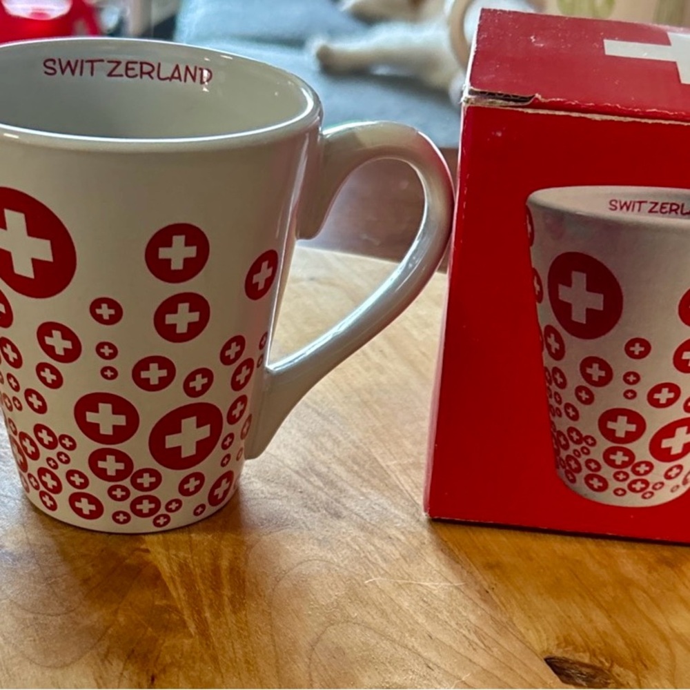 Switzerland Red and White Mug by Cofter Geneve NEW IN BOX